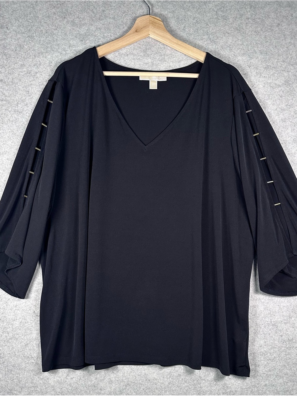 Michael Kors Black V-Neck Split Sleeve Blouse